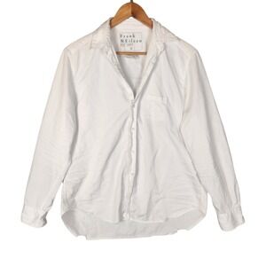 Frank & Eileen Eileen Shirt Medium White Cotton Button Down Distressed Hem